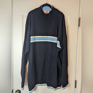 PJ Mark Men's Mock Neck Navy Blue Stripped Long Sleeve Sweater NWT 3XL